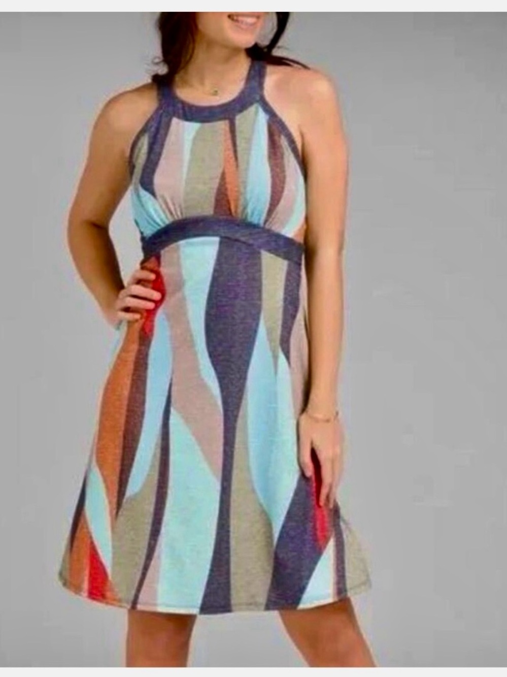 Prana Calexico Dress in Charcoal Wavy, size S, excellent condition